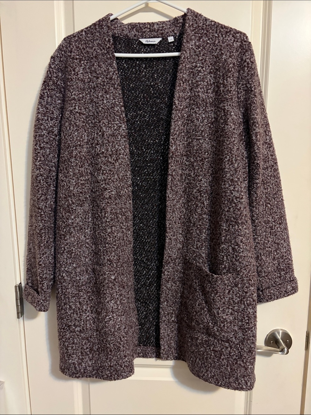 Reitmans Plum Bouclé Open-Front Cardigan